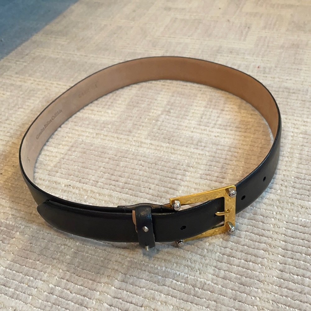 Genuine Italian Calfskin Vintage Black Belt